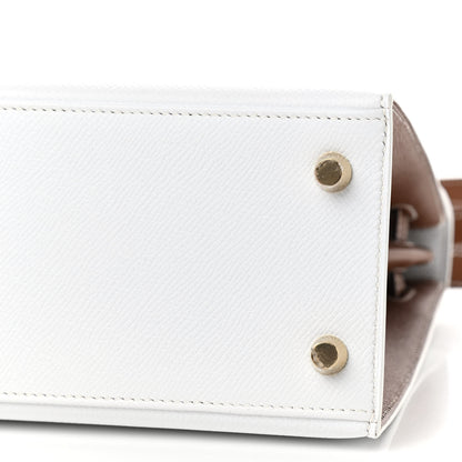 Hermes Epsom Bi-Color Horseshoe Kelly Sellier 25 White Miel 7 of 9
