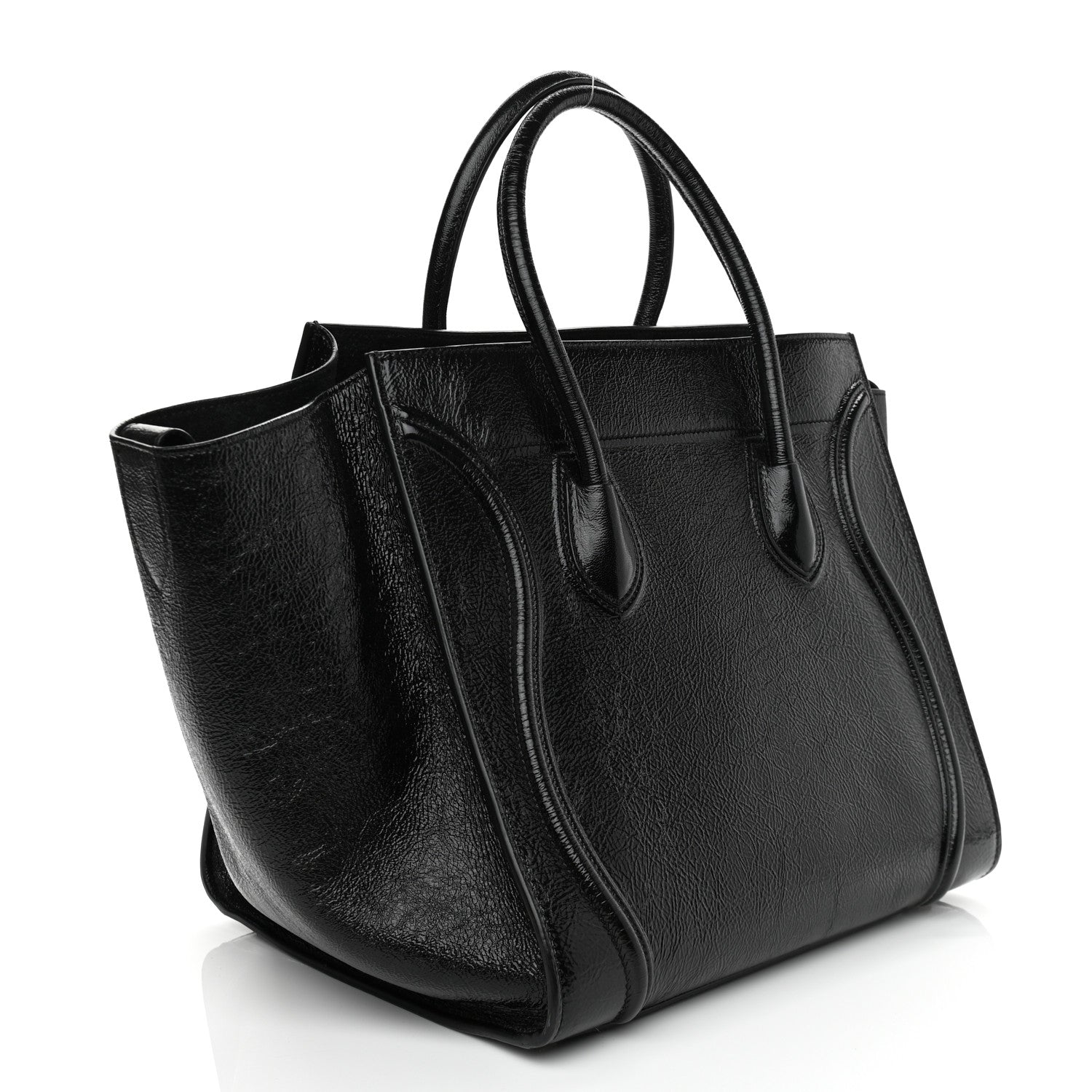 Celine Crinkled Patent Calfskin Medium Phantom Luggage Black 3 of 10