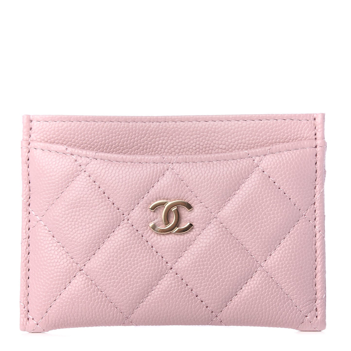 Caviar Quilted Card Holder Light Pink