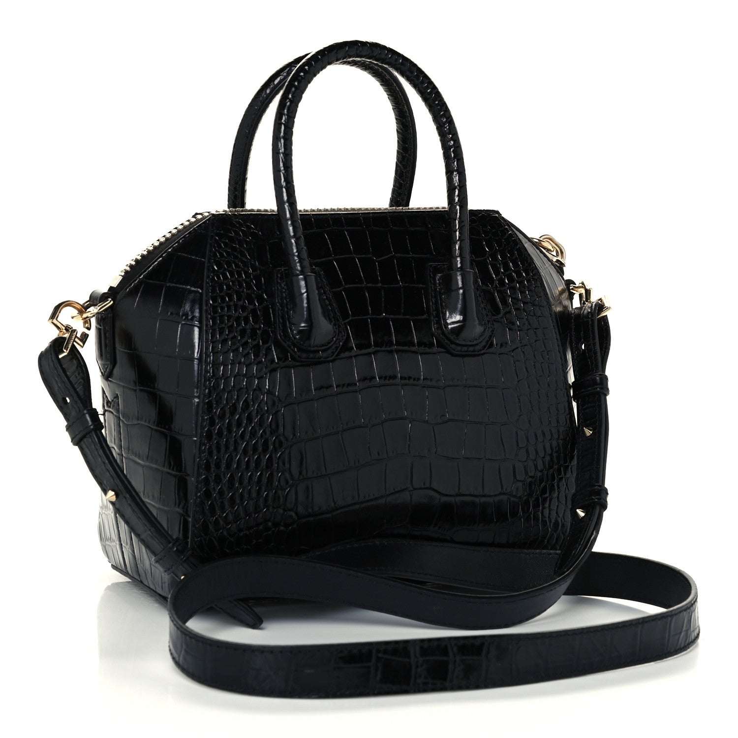 Givenchy Calfskin Crocodile Embossed Mini Antigona Black 3 of 11