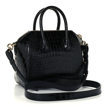Givenchy Calfskin Crocodile Embossed Mini Antigona Black 3 of 11