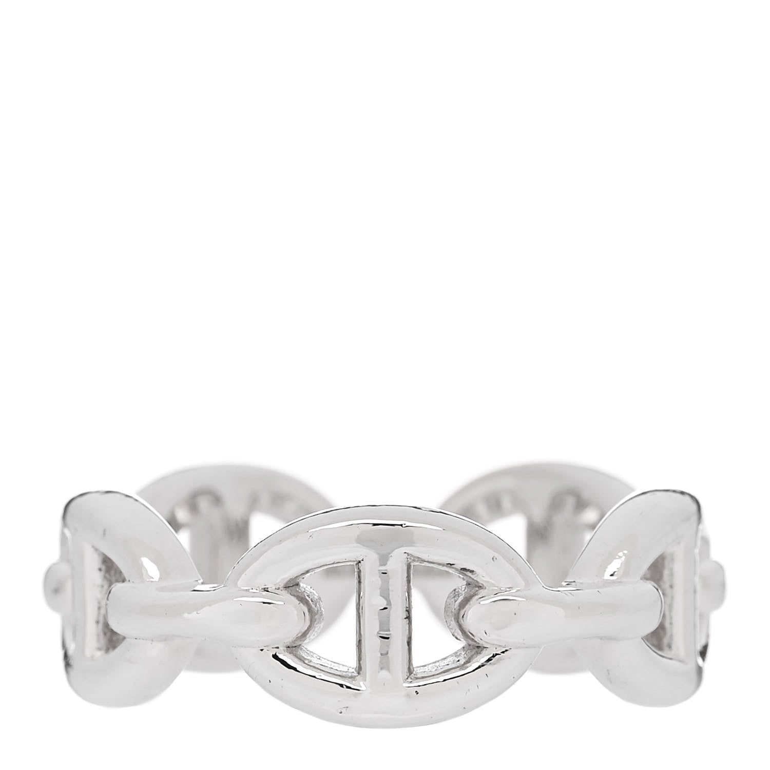 Hermes Sterling Silver PM Chaine d'Ancre Enchainee Band Ring 54 6.75 1 of 9