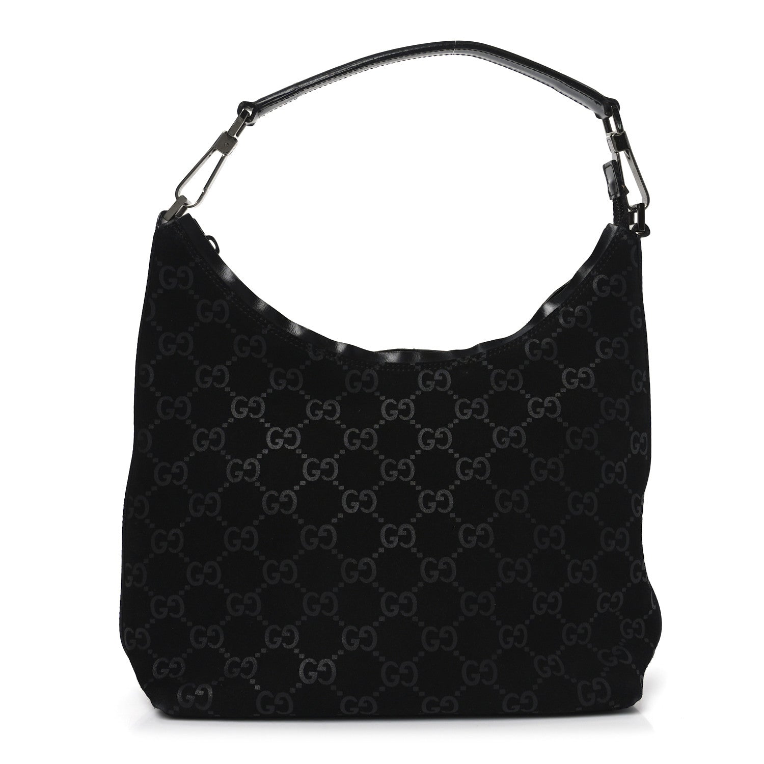 Gucci Suede Monogram Hobo Black 1 of 10
