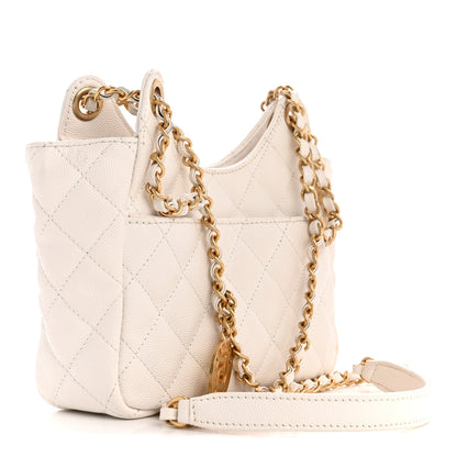 Chanel Caviar Quilted Small Wavy CC Hobo White 3 of 14