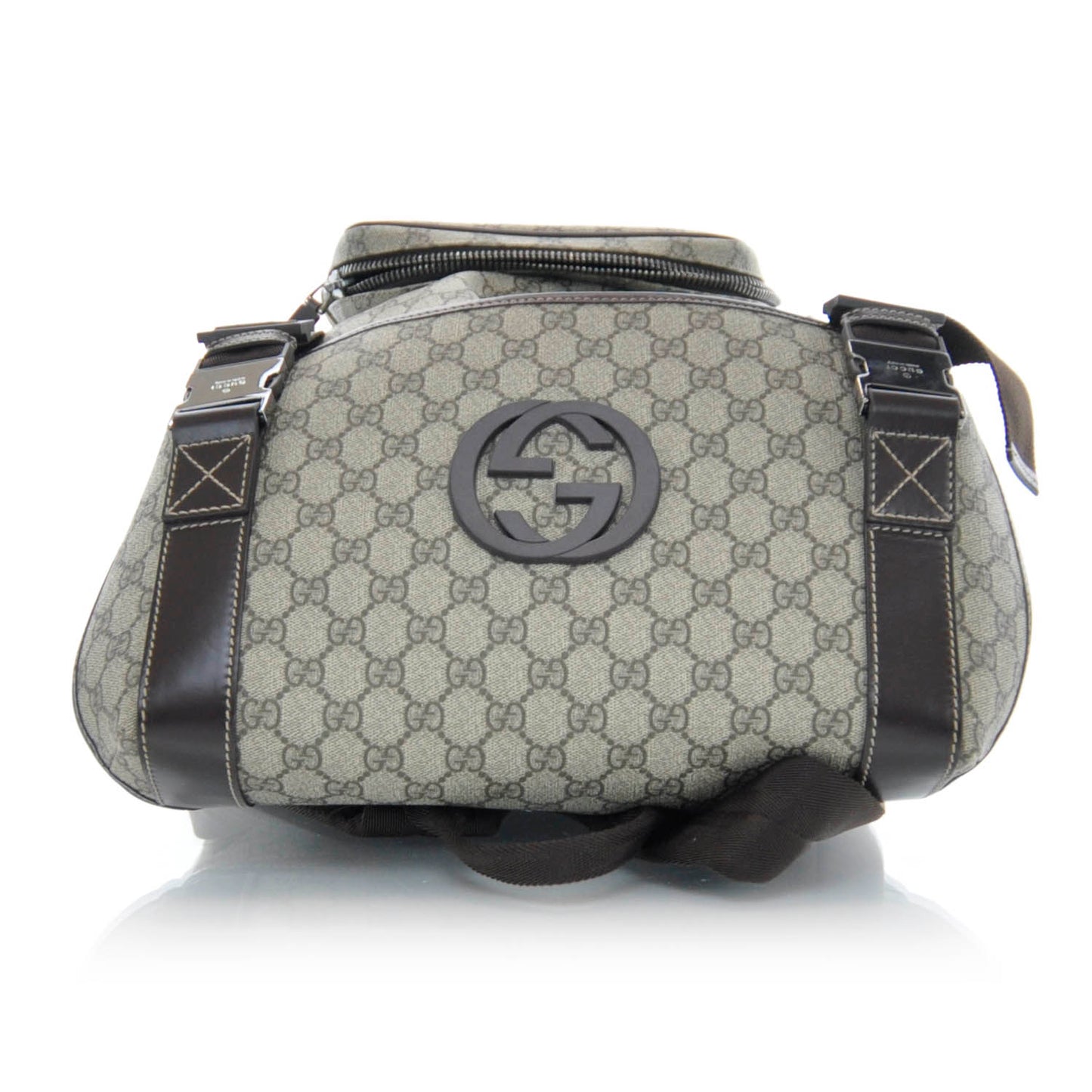 GG Supreme Monogram Interlocking G Double Buckle Backpack