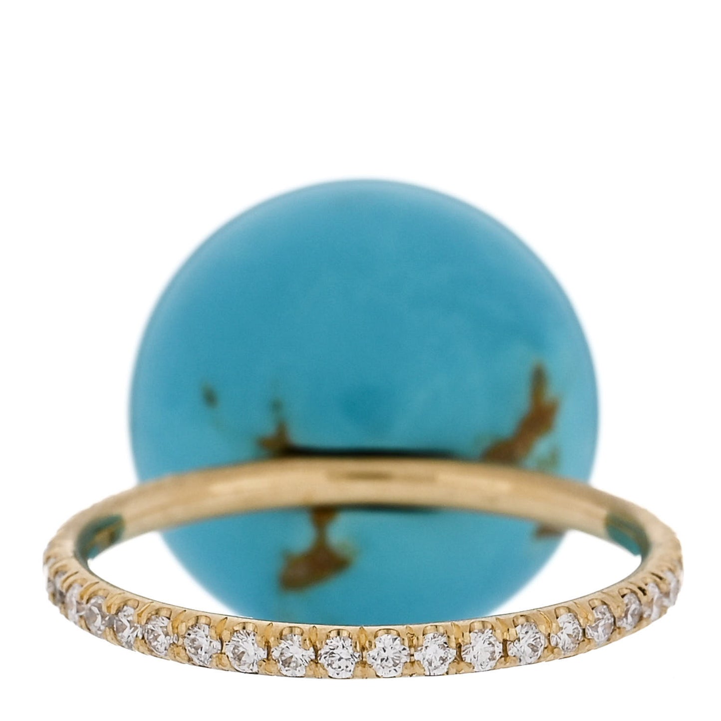 18K Yellow Gold Diamond Turquoise Large Gumball Ring 54 7