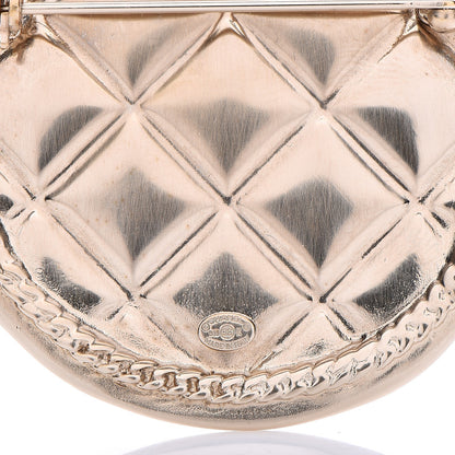 Chanel Quilted CC Brooch Pin Gold 4 of 4