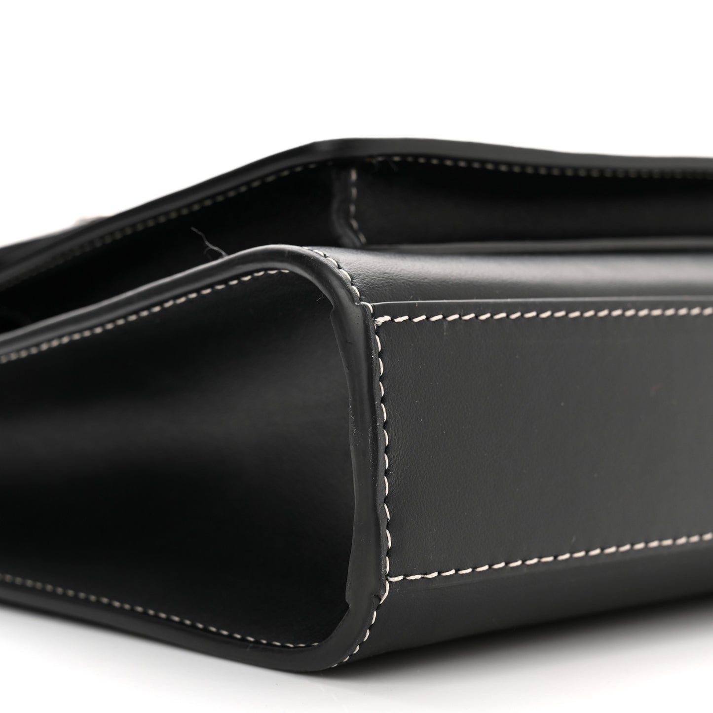 Smooth Calfskin Topstitched Mini Pocket Bag Black