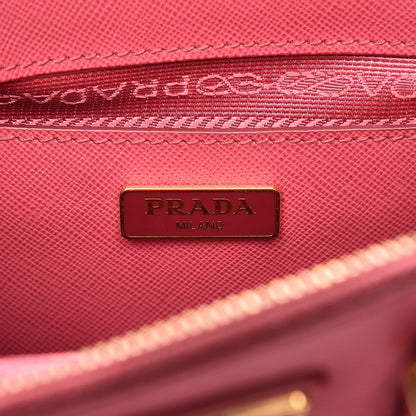 Prada Saffiano Lux Micro Galleria Double Zip Tote Peonia 6 of 8