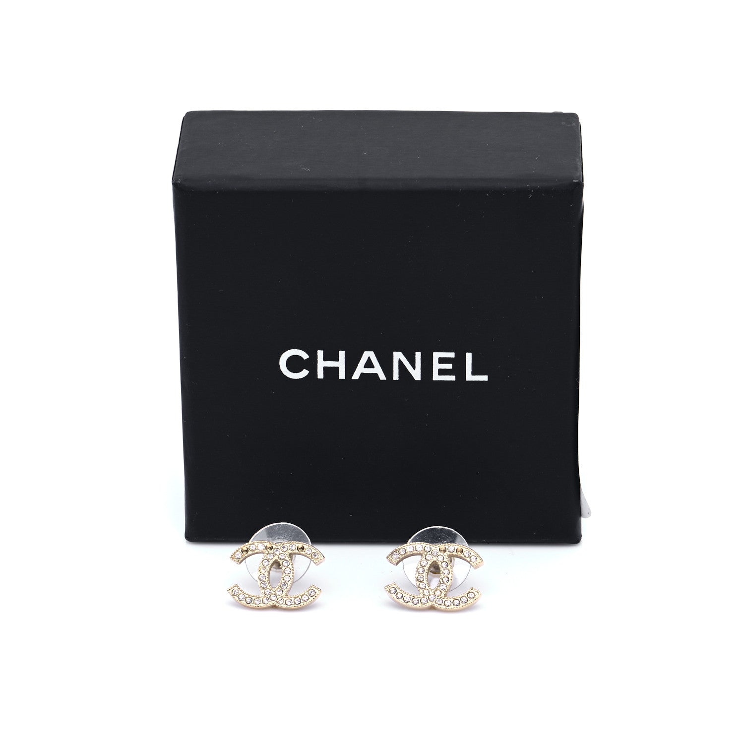 Chanel Crystal CC Earrings Gold 6 of 6