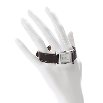 Hermes Stainless Steel Barenia 21mm Heure H Hour Quartz Watch Fauve 2 of 9