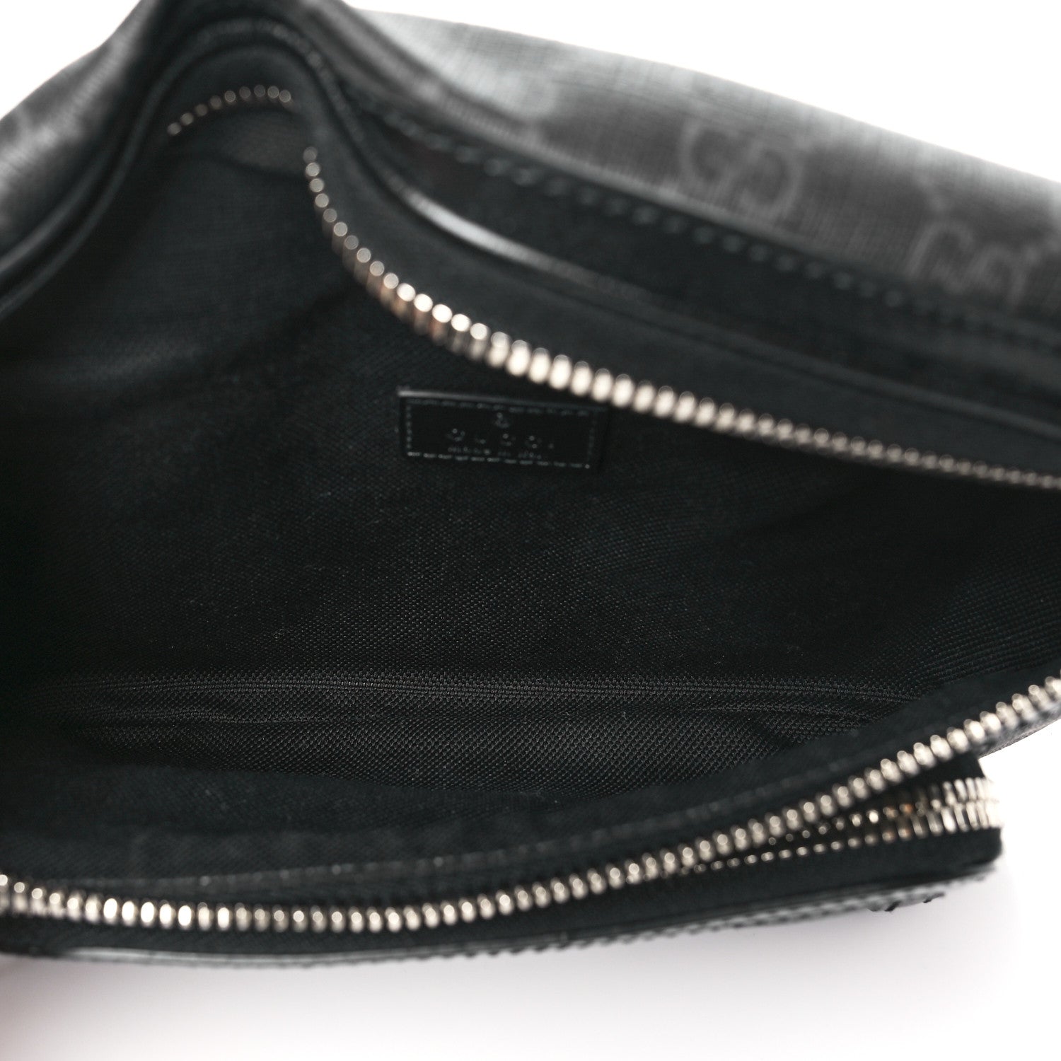 Gucci GG Supreme Monogram Textured Calfskin Retro Interlocking G Belt Bag Black 5 of 11