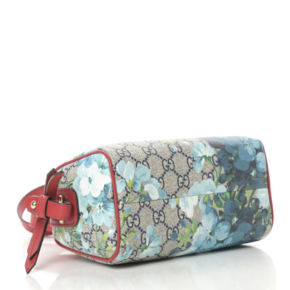 Gucci GG Supreme Monogram Blooms Mini Boston Navy Blue Hibiscus 4 of 10