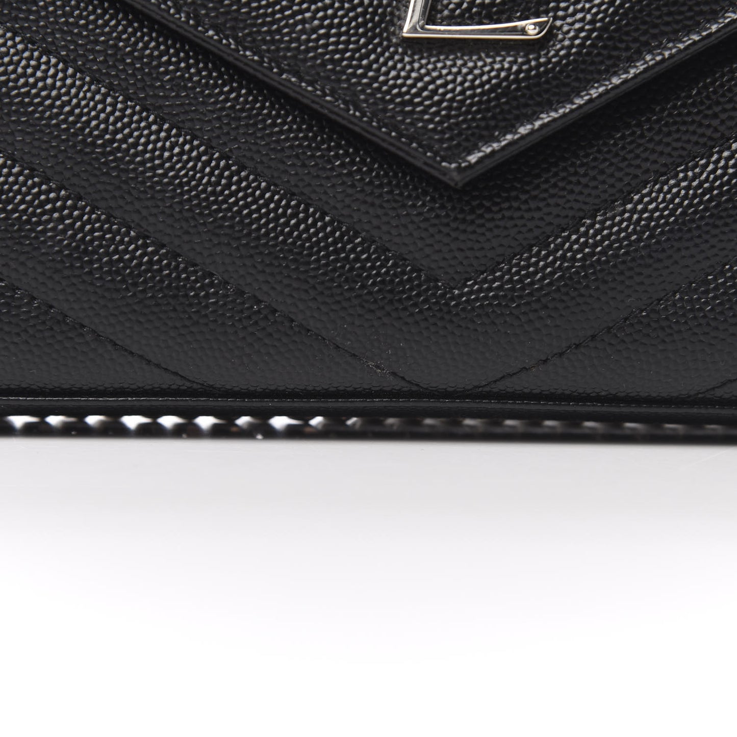 Grain De Poudre Matelasse Chevron Monogram Chain Wallet Black