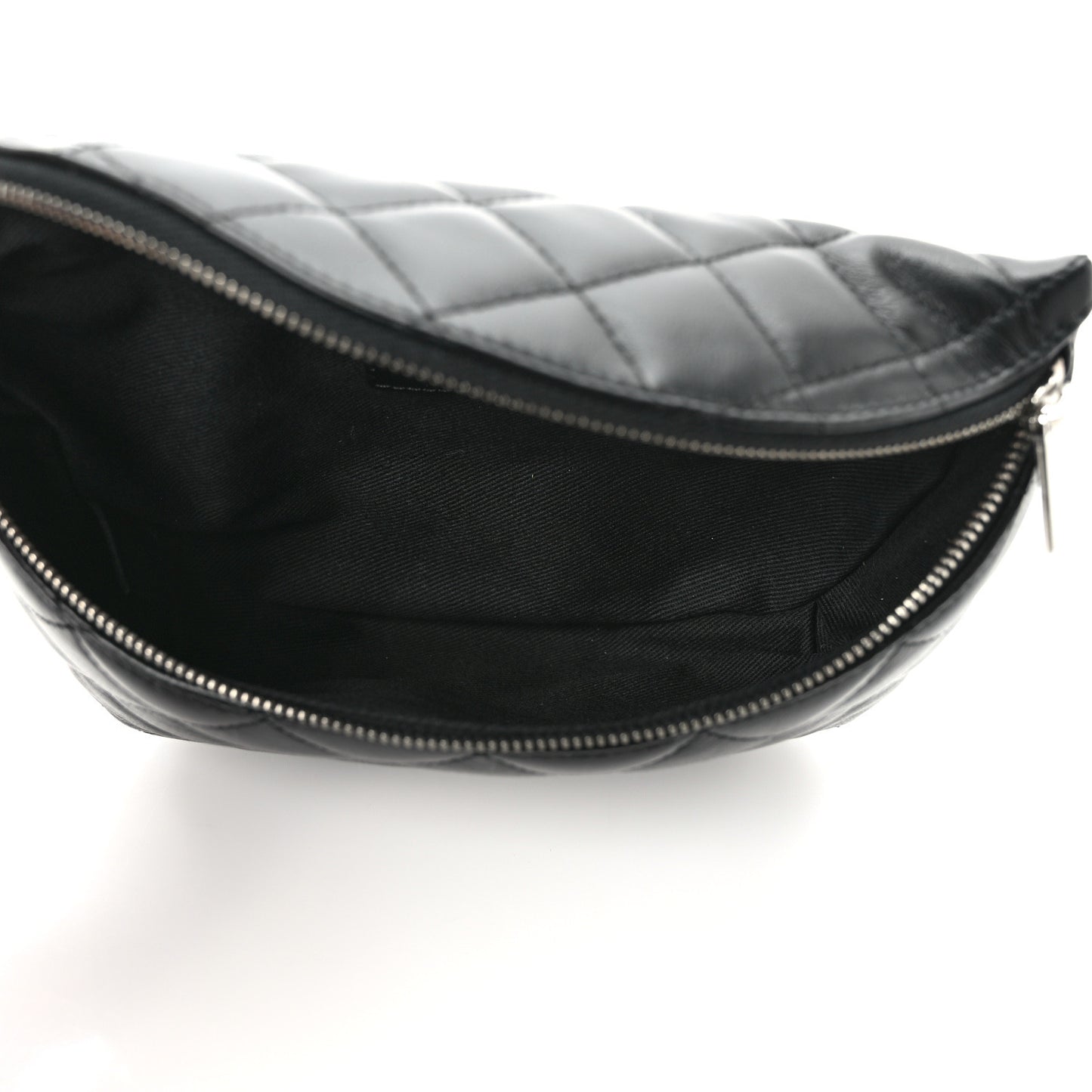 Lambskin Quilted Waist Belt Bag Black