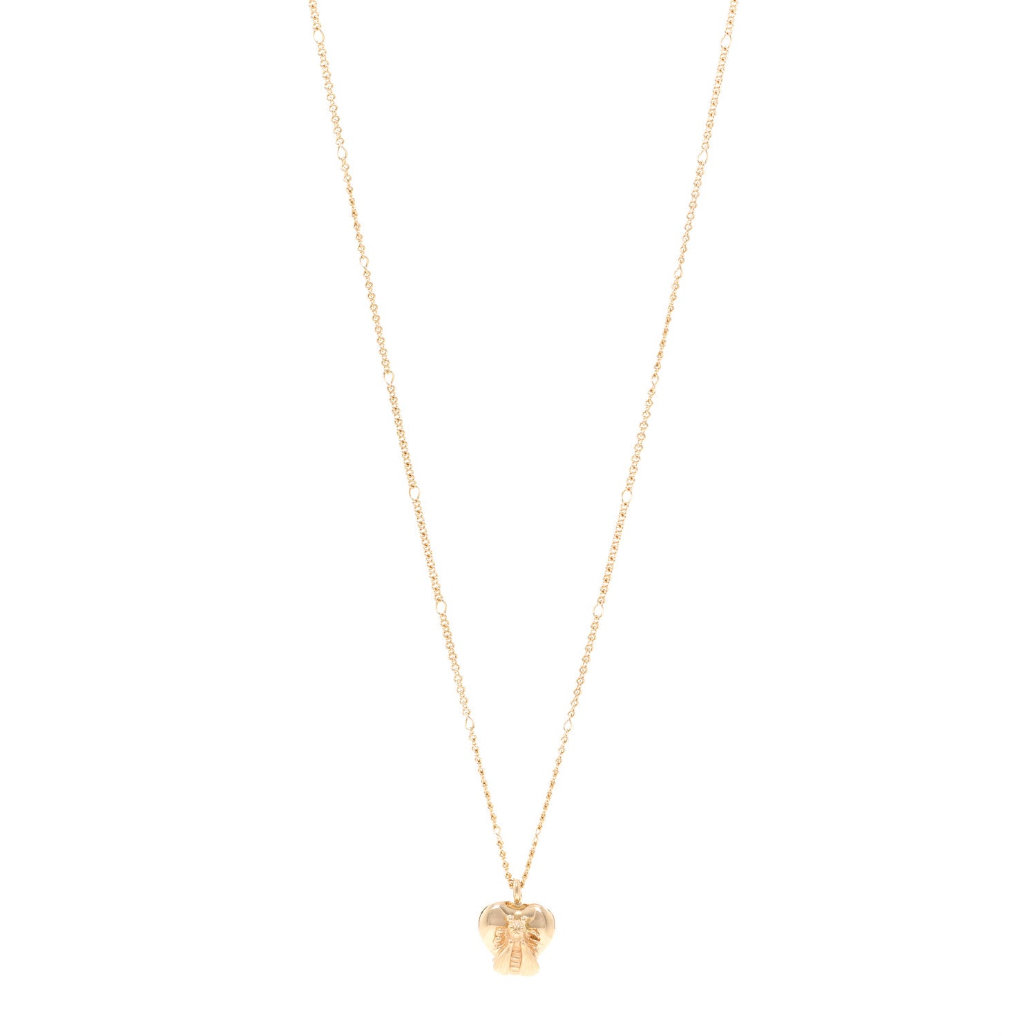 Gucci 18K Yellow Gold Le Marche Des Merveilles Bee Heart Pendant Necklace 1 of 4