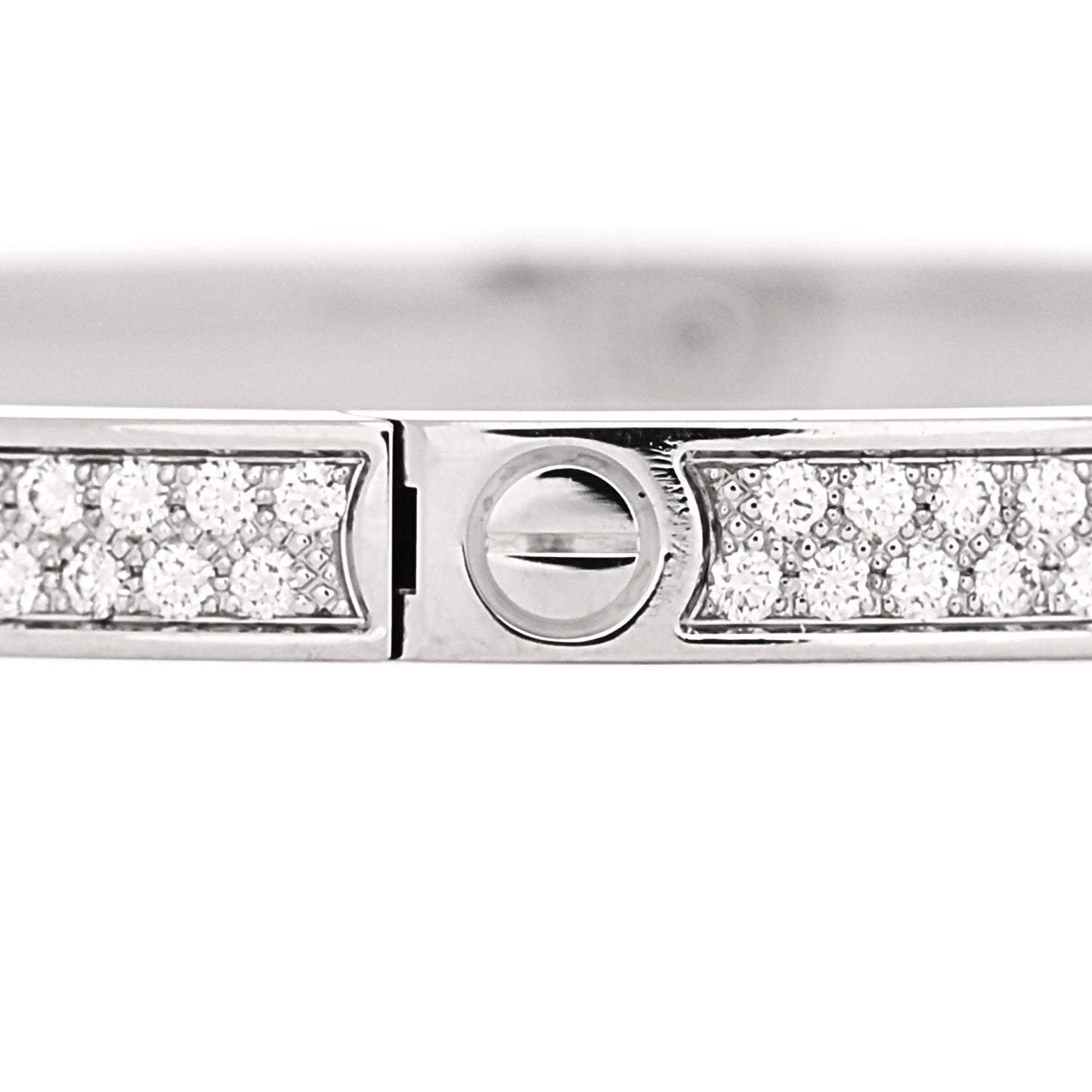 18K White Gold Diamond Small LOVE Paved Bracelet 17