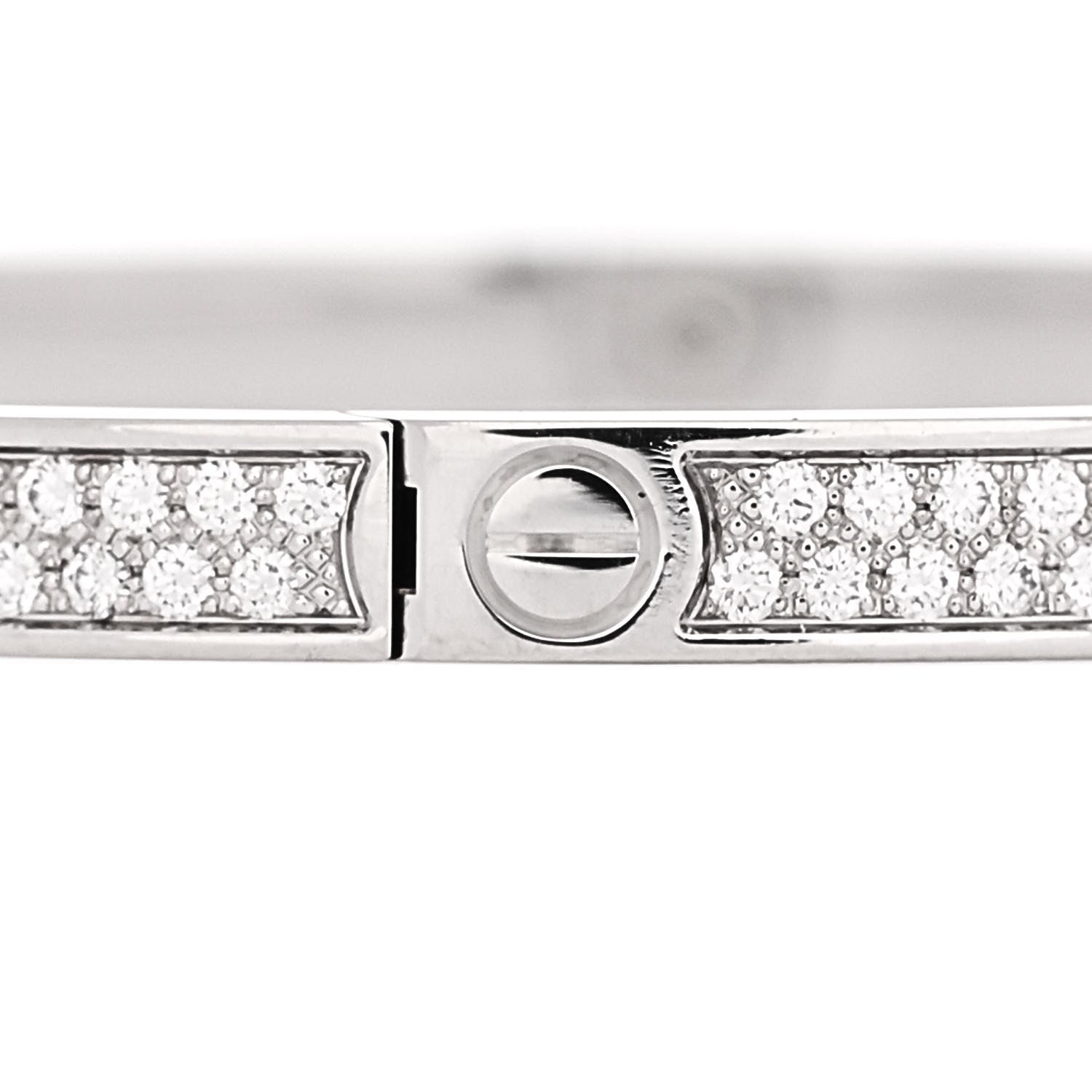 Cartier 18K White Gold Diamond Small LOVE Paved Bracelet 17 5 of 8