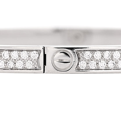 Cartier 18K White Gold Diamond Small LOVE Paved Bracelet 17 5 of 8
