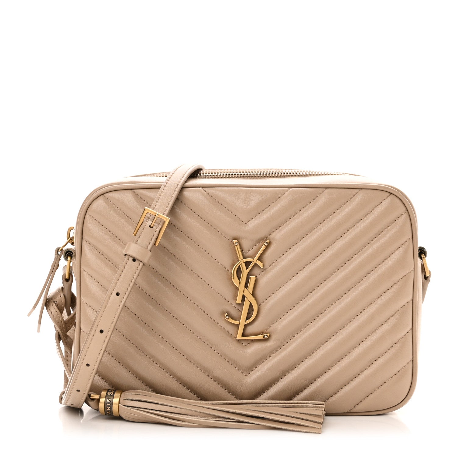 Saint Laurent Calfskin Matelasse Monogram Lou Camera Bag Dark Beige 1 of 11