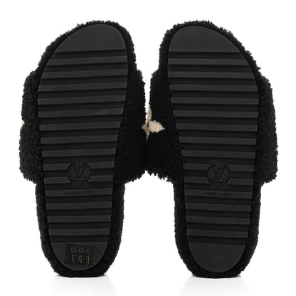 Louis Vuitton Shearling Bom Dia Flat Mules 38.5 Black 4 of 8