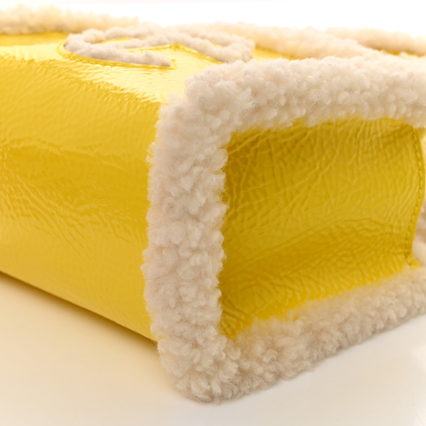 X UGG Crinkle Patent Shearling Small Shopping Bag Taxi