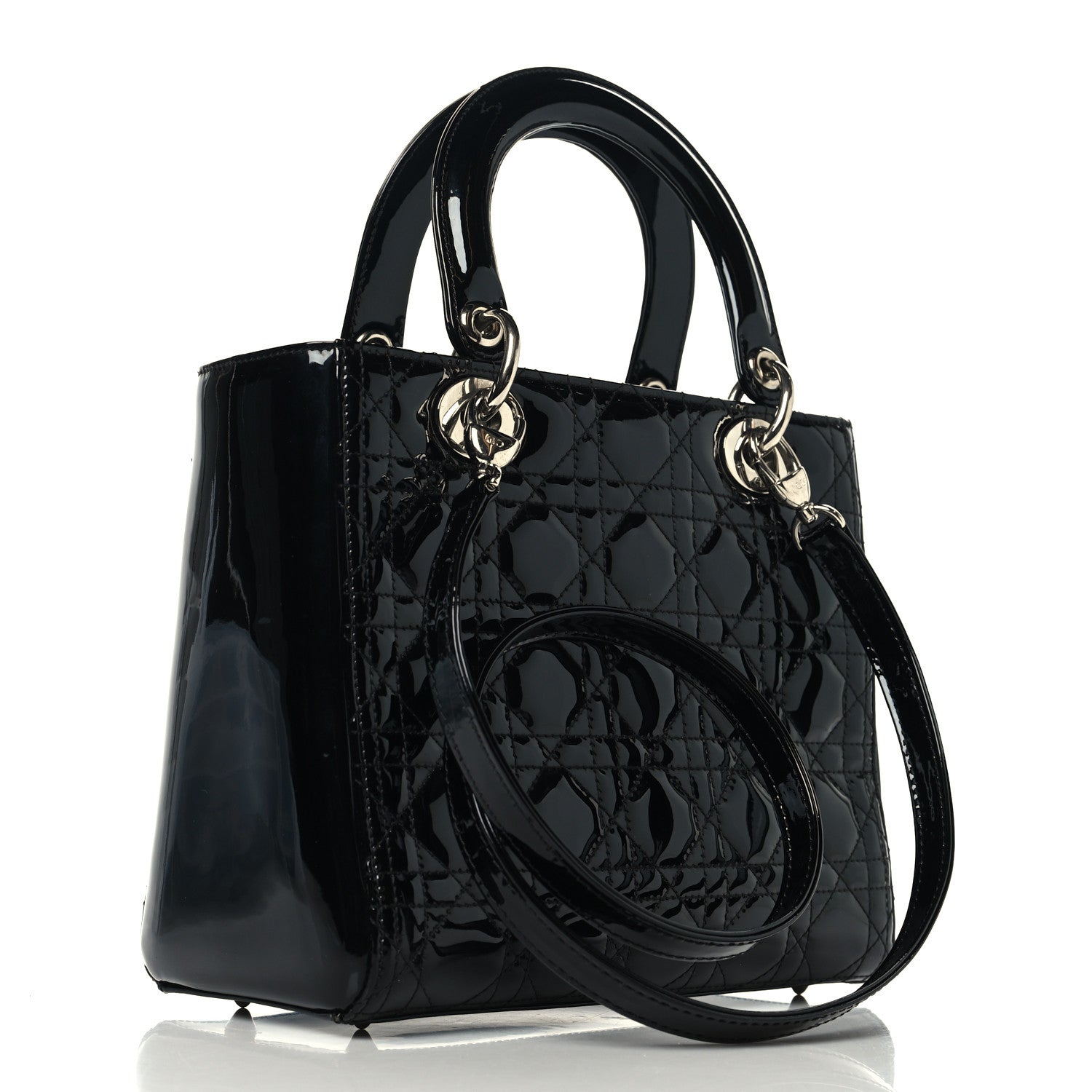 Christian Dior Patent Cannage Medium Lady Dior Black 3 of 12