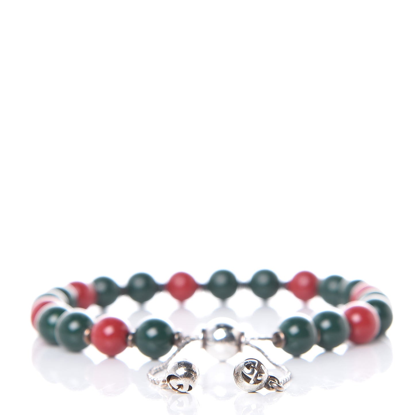Sterling Silver Wood Boule Britt Bracelet Green