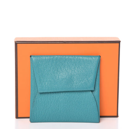 Hermes Chevre Mysore Bastia Coin Purse Bleu Paon 10 of 10