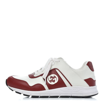 Gucci Calfskin Womens Interlocking G Sneakers 37 White Rosso 1 of 21