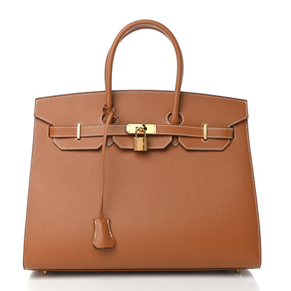 Hermes Madame Calfskin Birkin Sellier 35 Gold 1 of 11