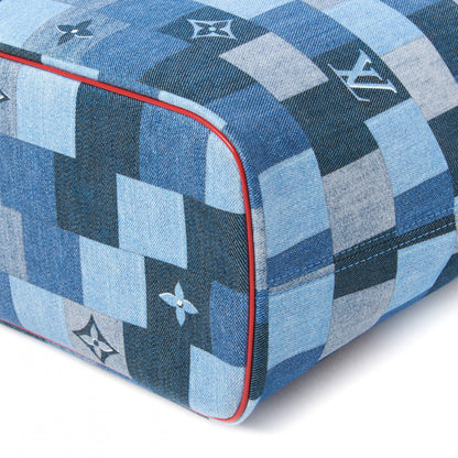 Louis Vuitton Denim Damier Monogram Patchwork Neverfull Blue Rouge 5 of 9