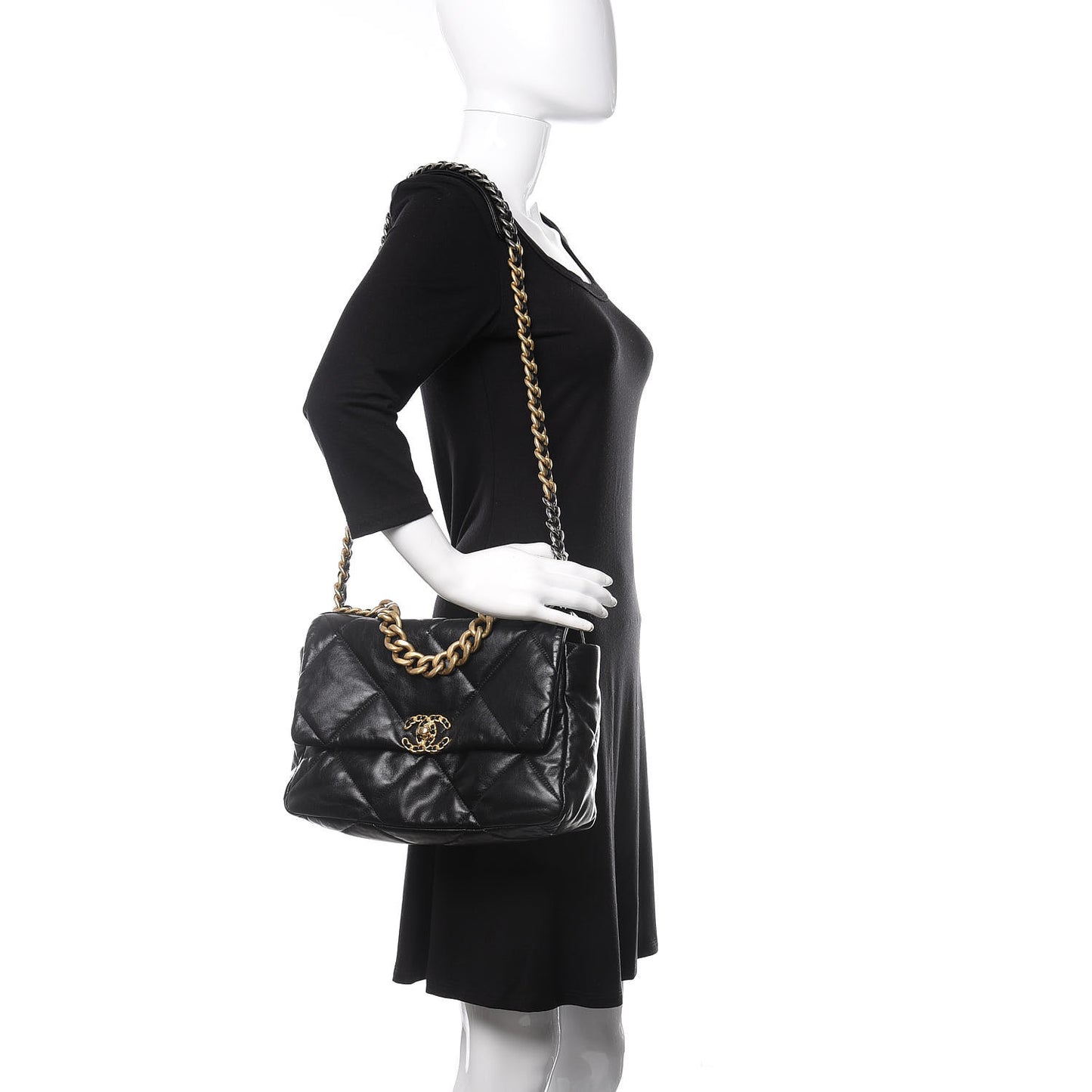 Lambskin Quilted Large 19 Flap Black