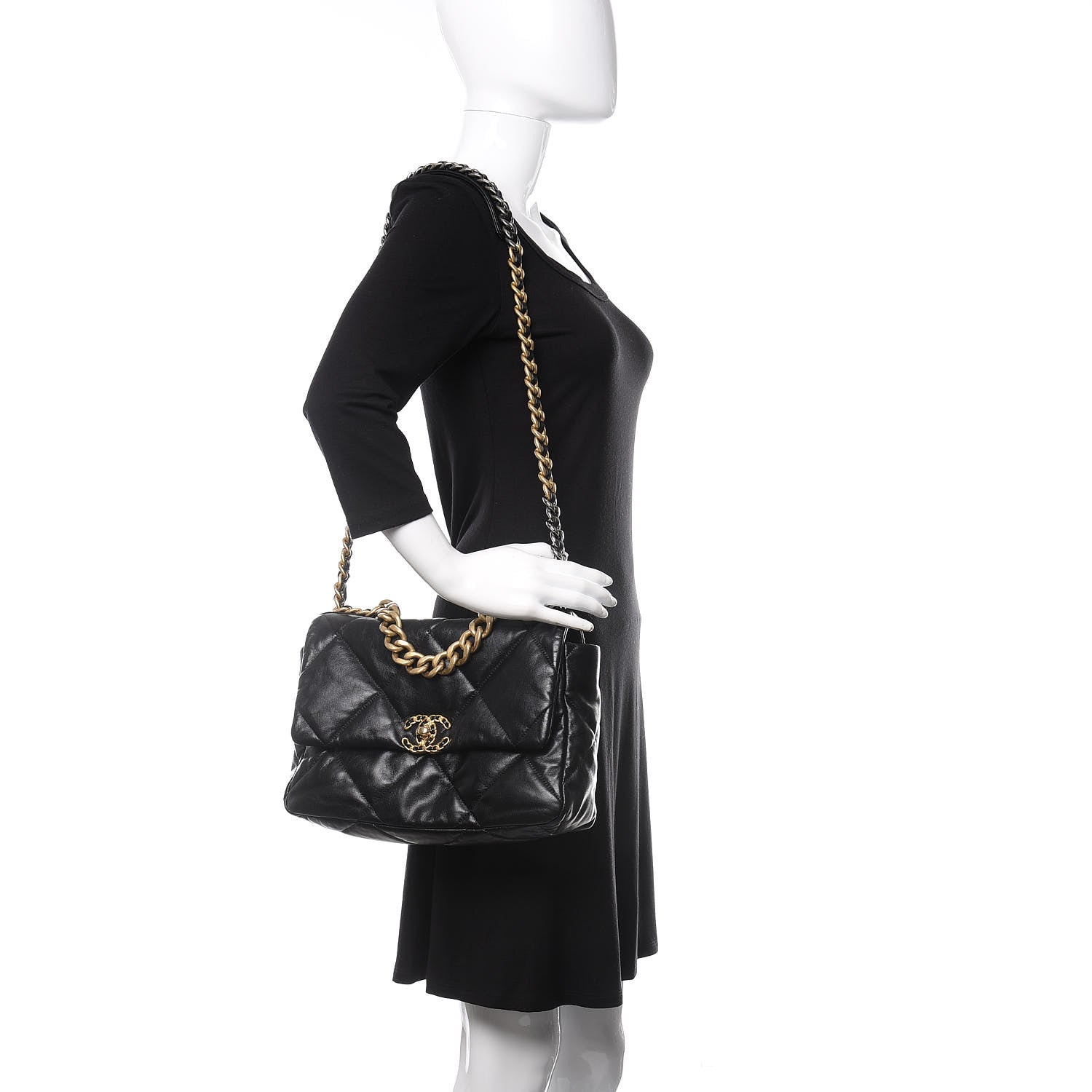Chanel Lambskin Quilted Large 19 Flap Black 2 of 11