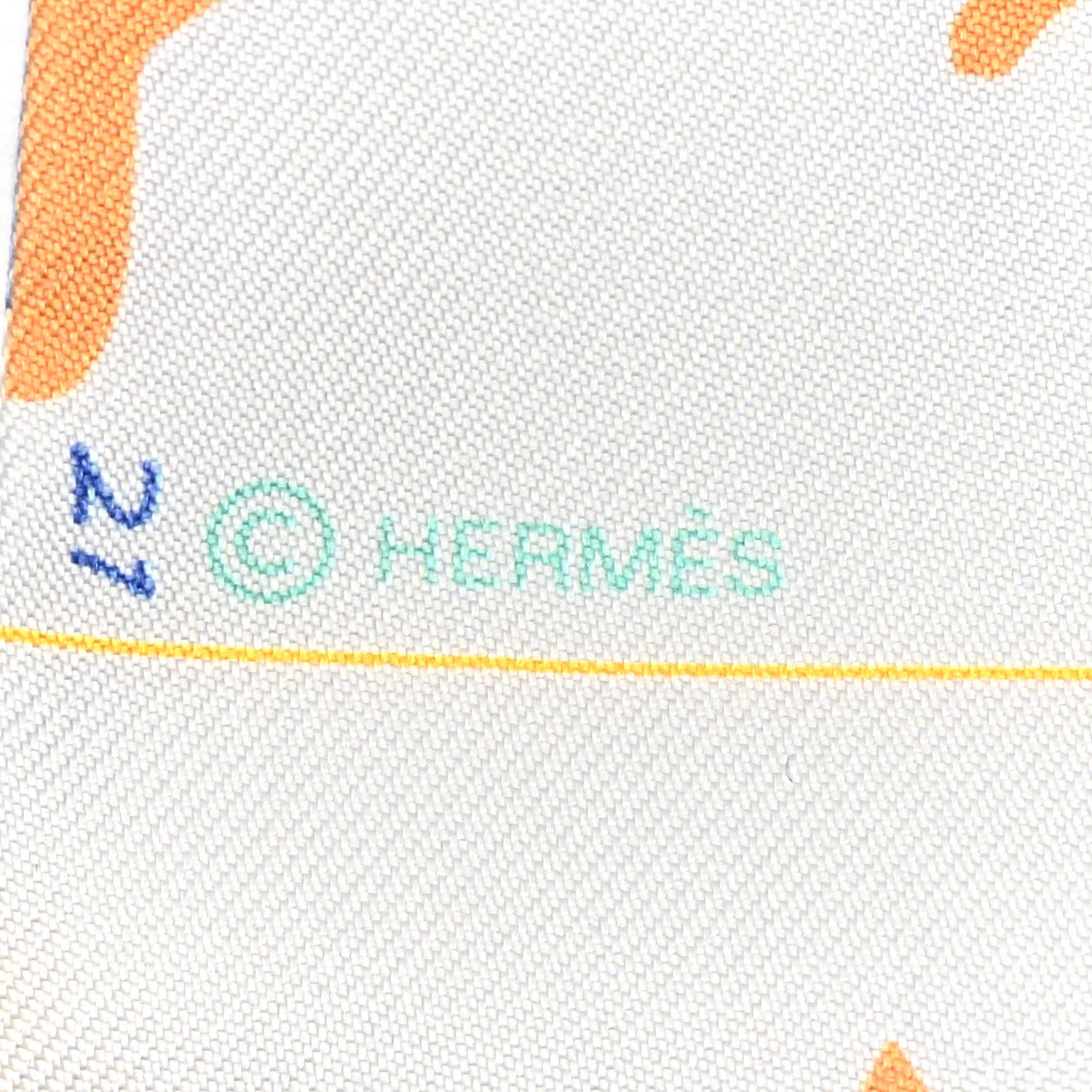 Hermes Silk Parade CG Twilly Gris Perle Vert Jaune 3 of 4