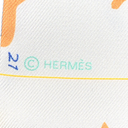 Hermes Silk Parade CG Twilly Gris Perle Vert Jaune 3 of 4