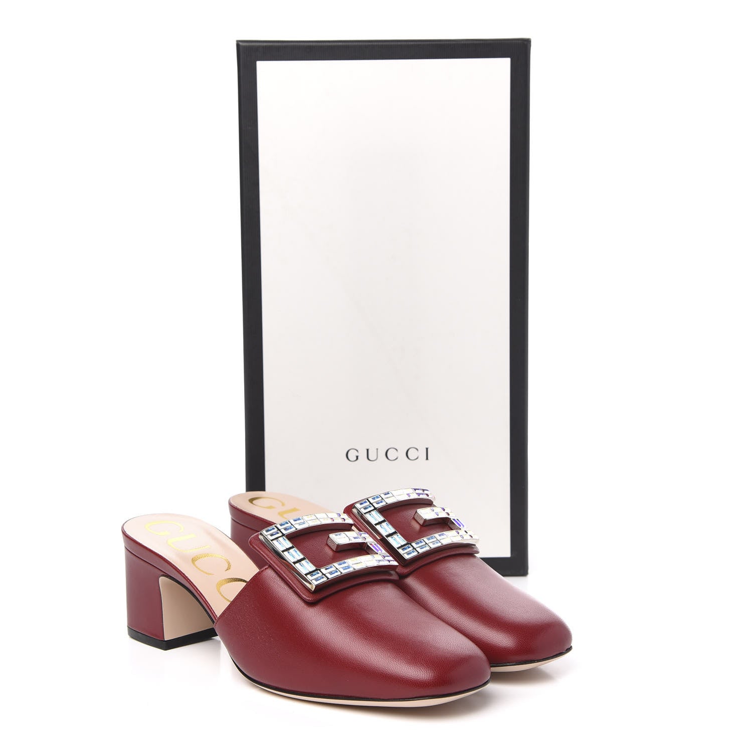 Gucci Malaga Kid Crystal Square G Madelyn Mules 36.5 Romantic Cerise 10 of 10