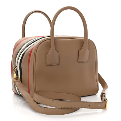 Burberry Smooth Calfskin Small Cube Bowling Bag Driftwood Bright Military Red 3 of 10