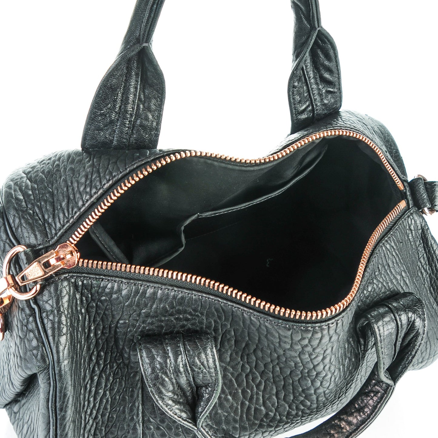 Pebbled Lambskin Rocco Black Rose Gold Hardware