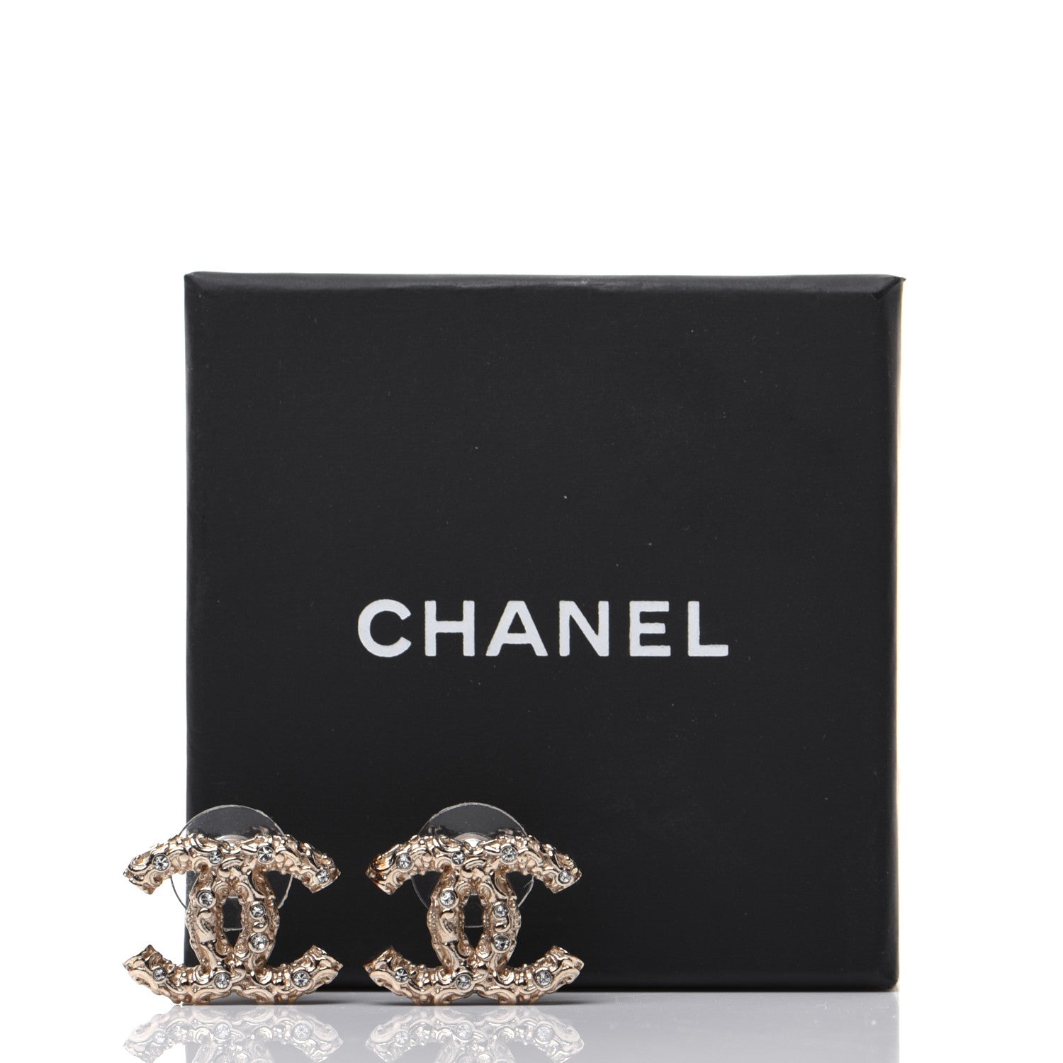Chanel Crystal CC Earrings Light Gold 8 of 8