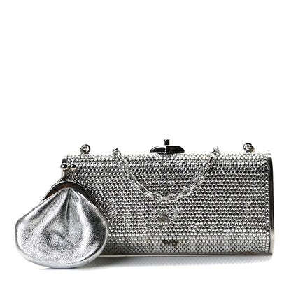 Judith Leiber Swarovski Crystal Minaudiere Clutch Silver 1 of 7