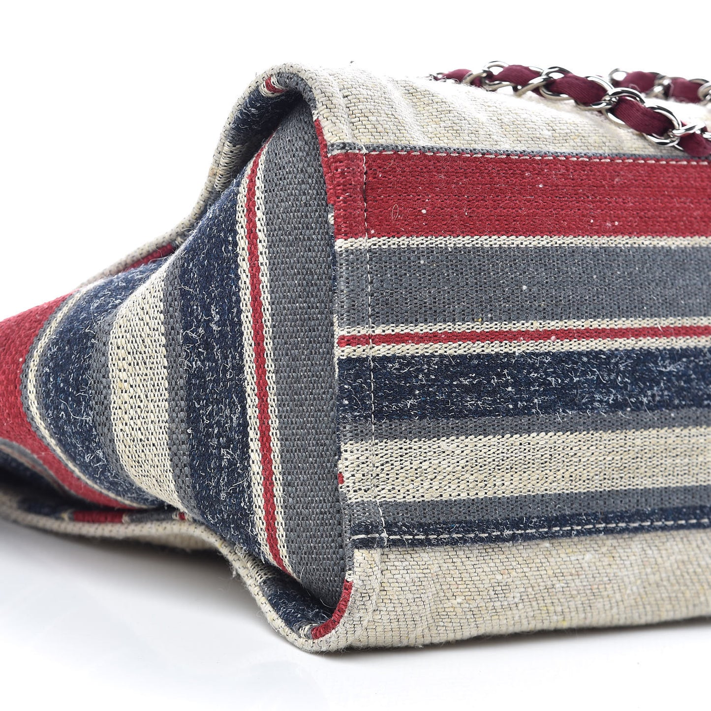 Striped Canvas Medium Deauville Tote Beige