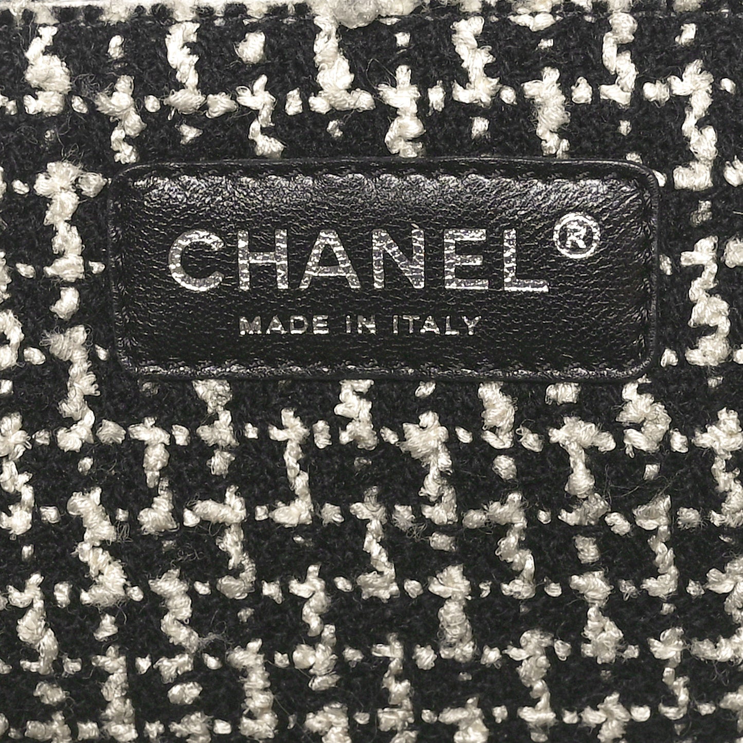 Glazed Calfskin Tweed Tweedy Shopping Tote Black