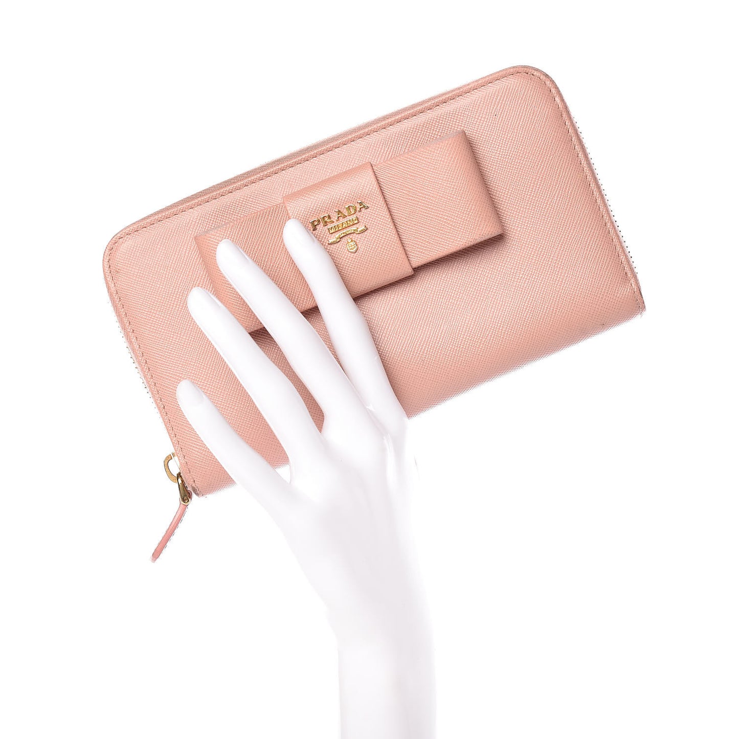 Saffiano Fiocco Bow Zip Around Wallet Orchidea
