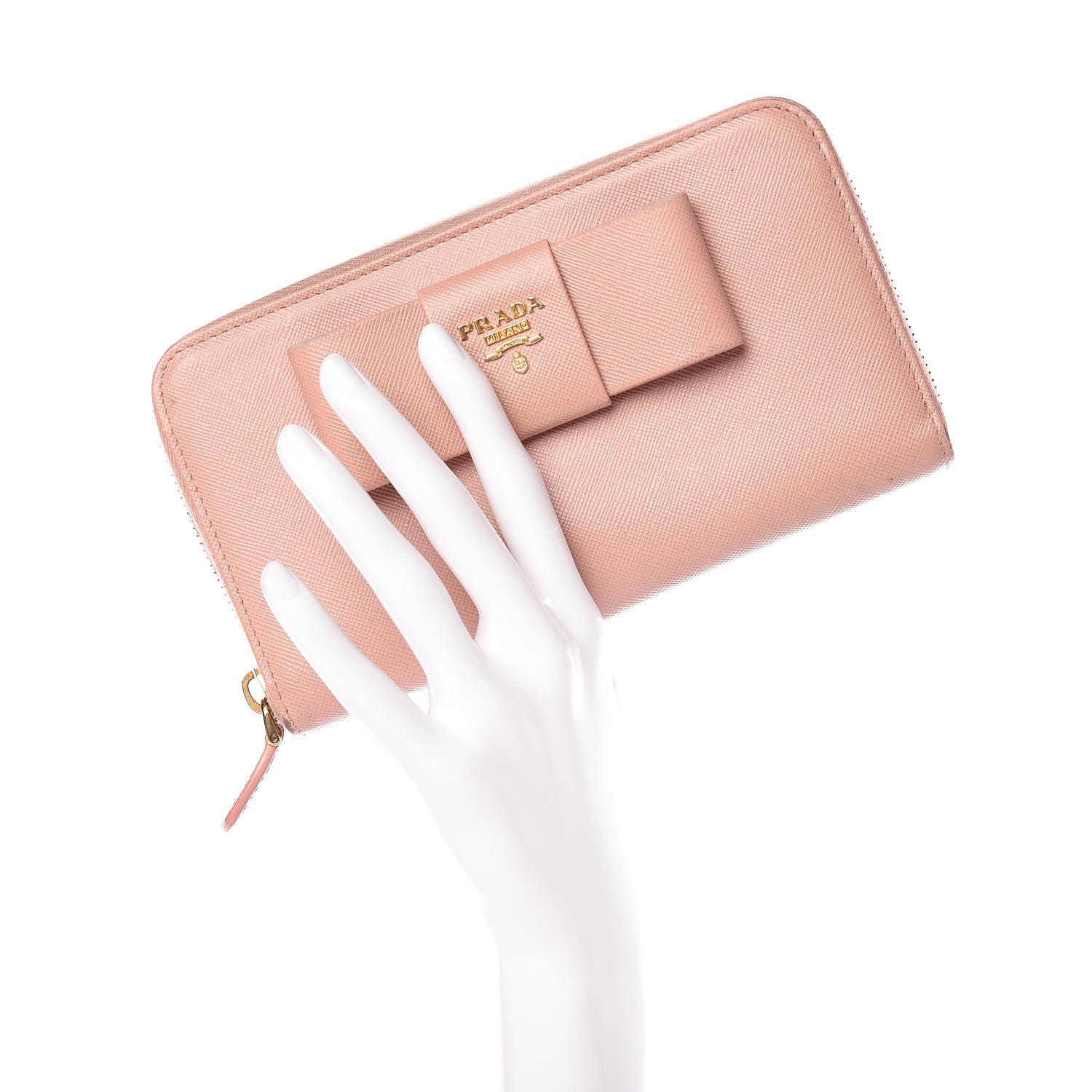 Prada Saffiano Fiocco Bow Zip Around Wallet Orchidea 2 of 24