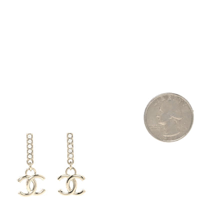 Chanel Crystal CC Drop Earrings Gold 2 of 5