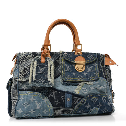 Louis Vuitton Denim Patchwork Speedy 30 Blue 1 of 9