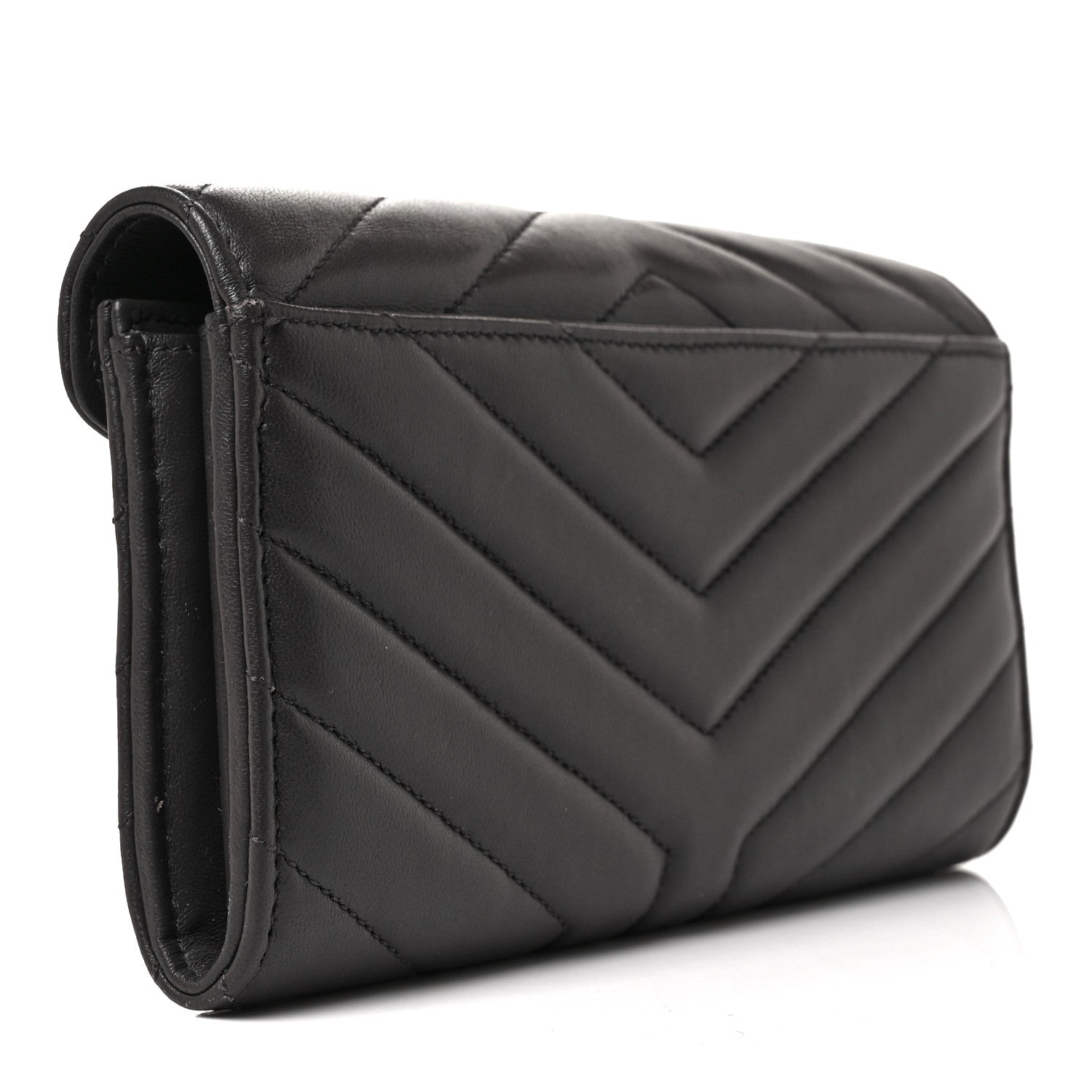 Saint Laurent Lambskin Y Quilted Monogram Large Loulou Flap Wallet Asphalt 3 of 8