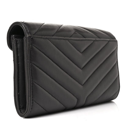 Saint Laurent Lambskin Y Quilted Monogram Large Loulou Flap Wallet Asphalt 3 of 8