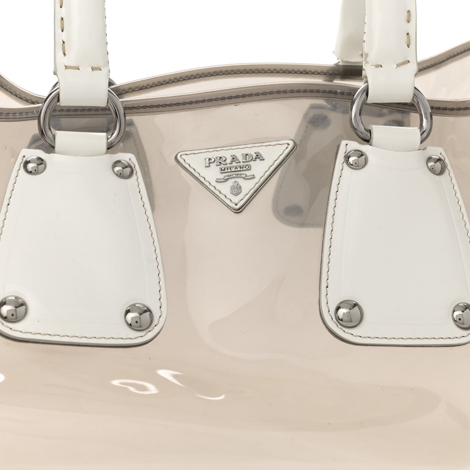 Prada Vinyl Calfskin Tote Transparent White 8 of 14